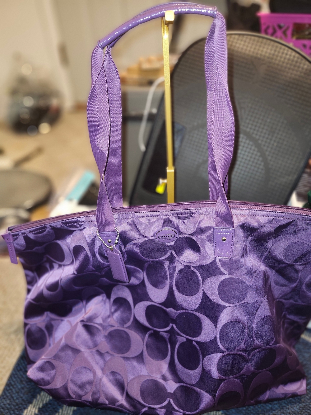 Coach Purple Signature Tote Bag